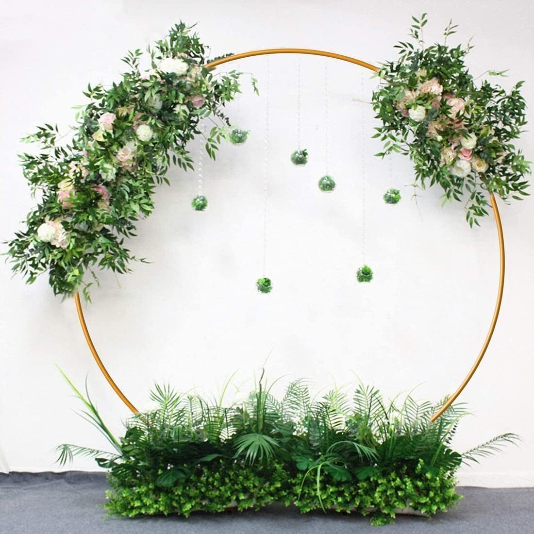 2M Round Hoop Balloon Arch Backdrop Flower Gold Display Stand Frame Wedding Hot