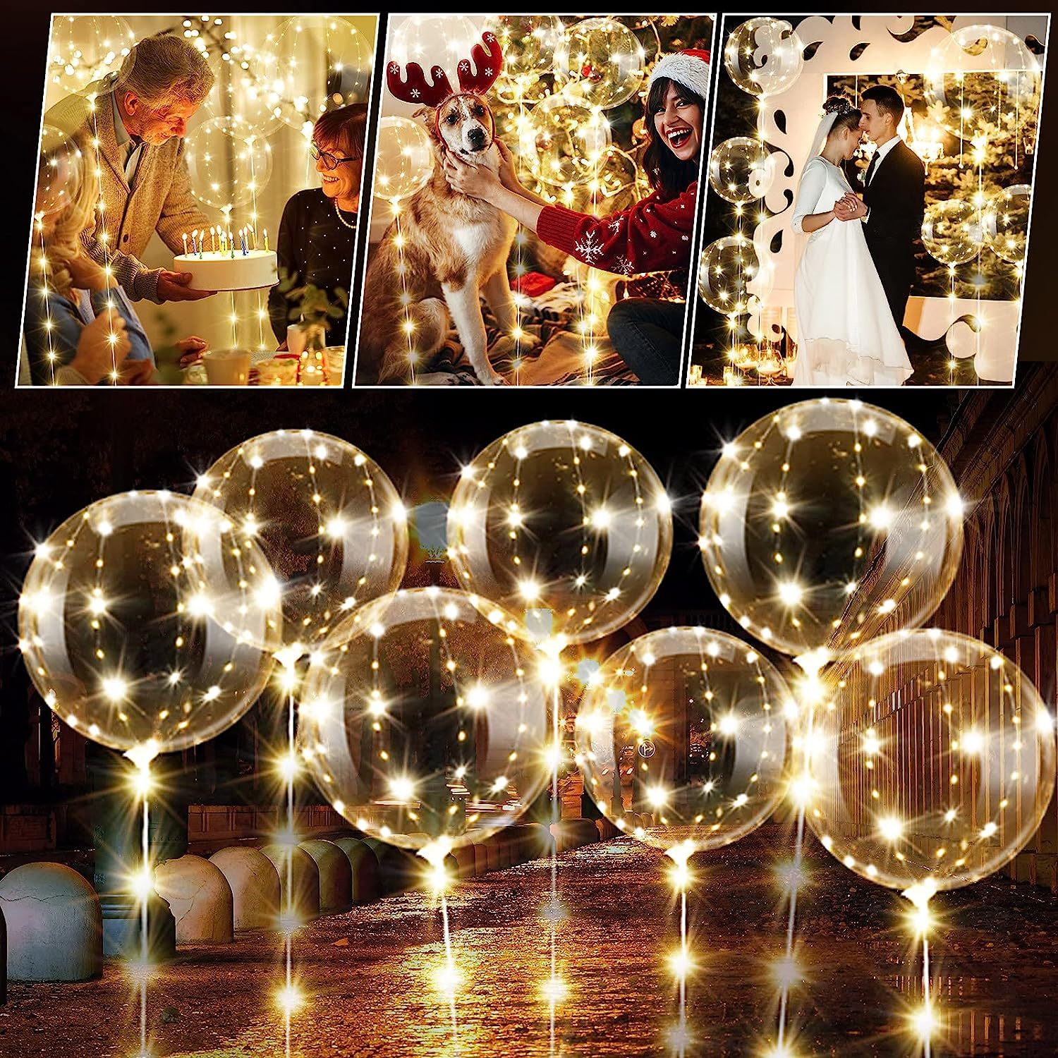 10PCS LED Light Up Balloons Clear Balloons Helium Bubble Glow Balloons With String Lights For Birthday Wedding Party Decorations