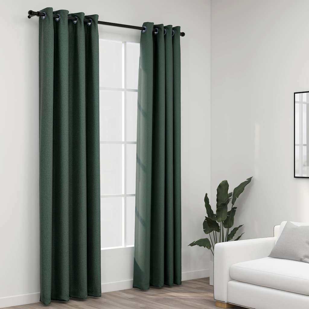 blackout curtains with eyelets, linen look, 2 pieces.   blackout curtains